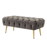 Bedroom Bench,The gold metal legs and tufted design make,polyester fabric,foam filled