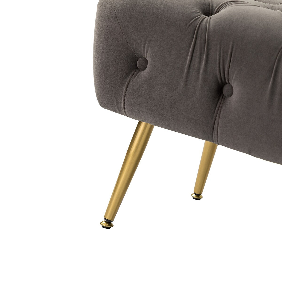 Bedroom Bench,The gold metal legs and tufted design make,polyester fabric,foam filled