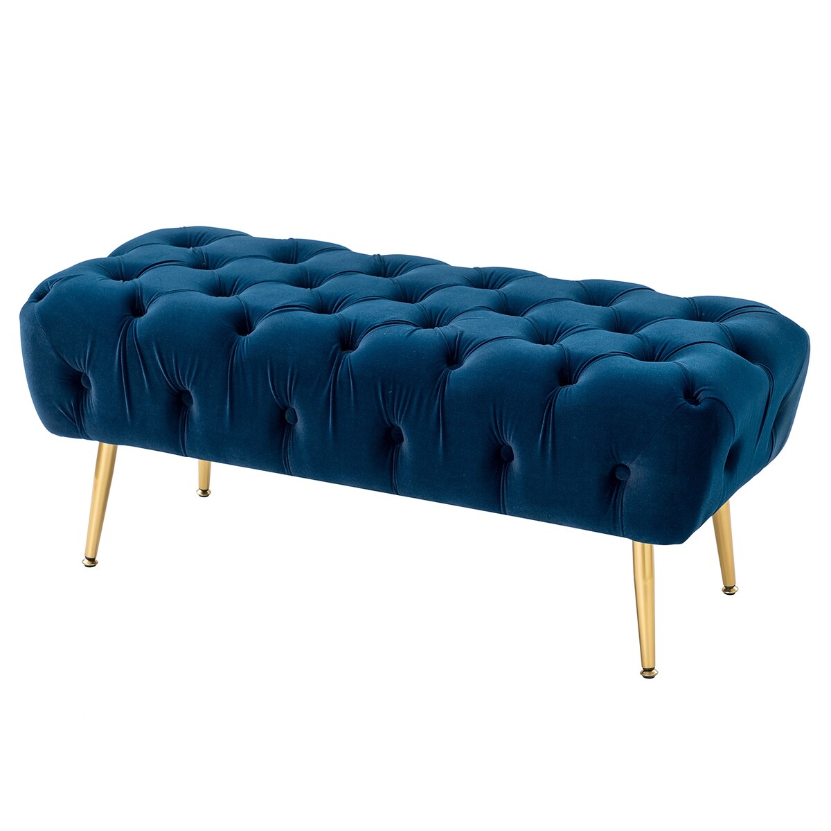 Bedroom Bench,The gold metal legs and tufted design make,polyester fabric,foam filled