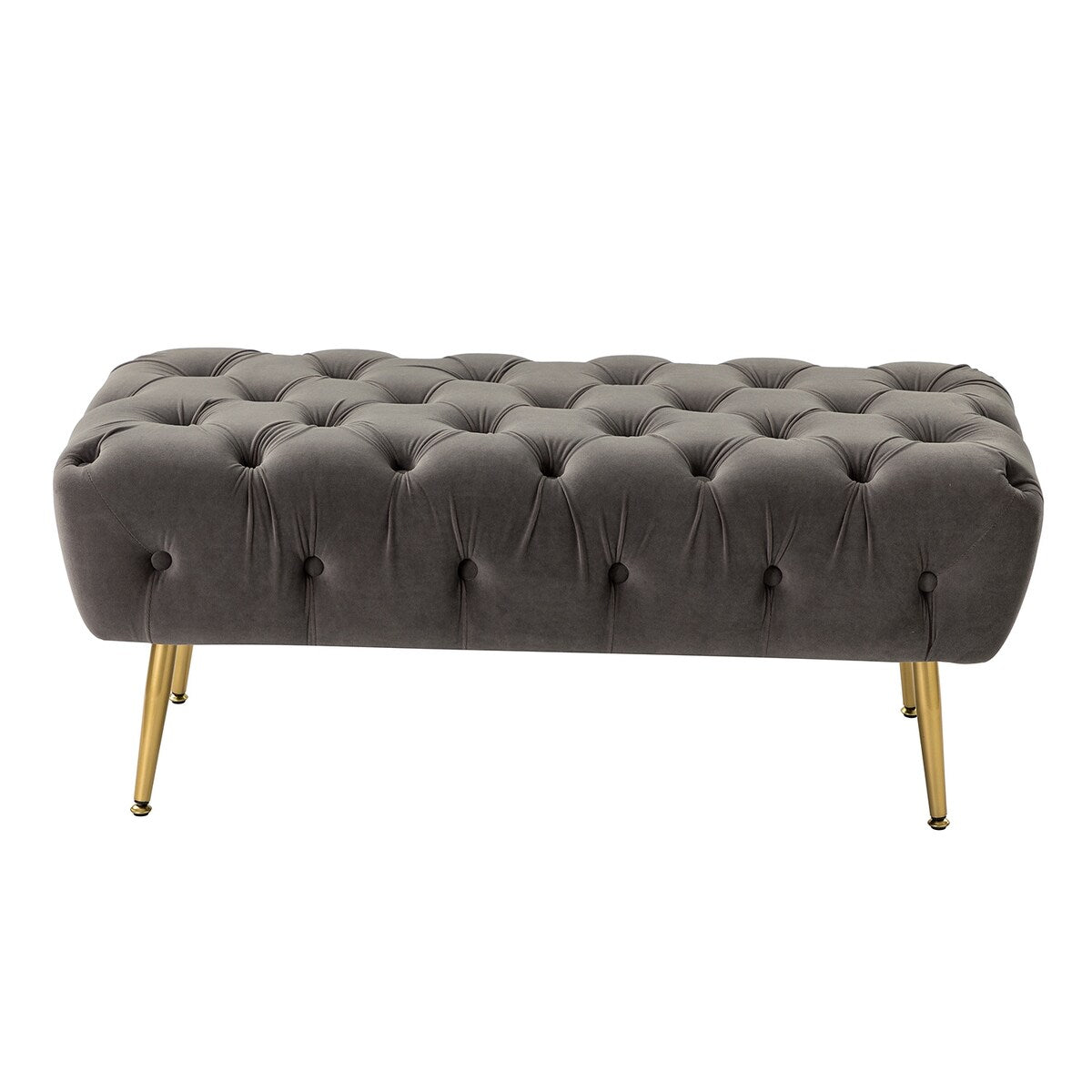 Bedroom Bench,The gold metal legs and tufted design make,polyester fabric,foam filled
