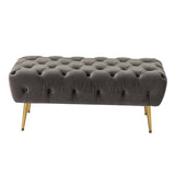 Bedroom Bench,The gold metal legs and tufted design make,polyester fabric,foam filled