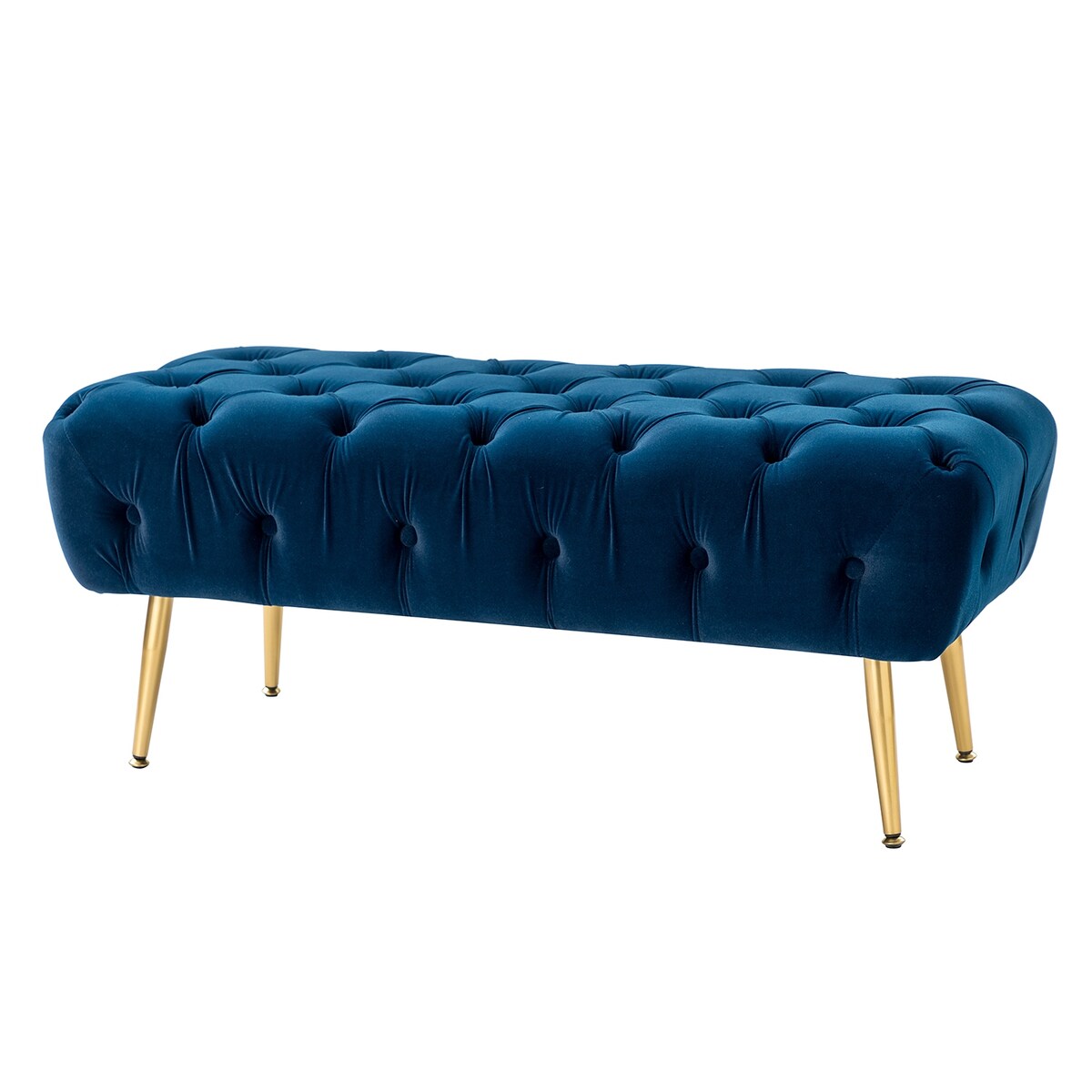 Bedroom Bench,The gold metal legs and tufted design make,polyester fabric,foam filled