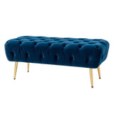 Bedroom Bench,The gold metal legs and tufted design make,polyester fabric,foam filled