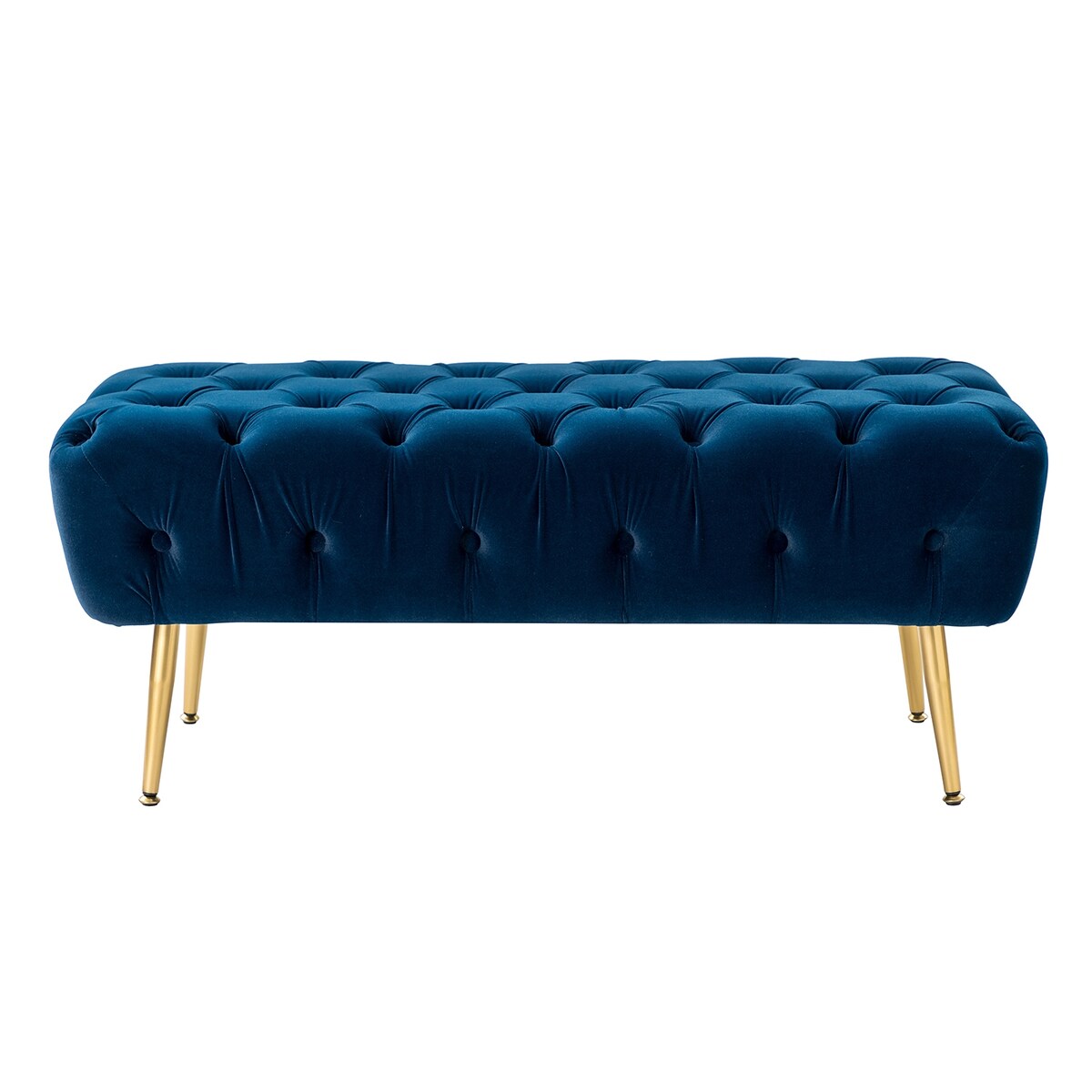 Bedroom Bench,The gold metal legs and tufted design make,polyester fabric,foam filled