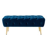 Bedroom Bench,The gold metal legs and tufted design make,polyester fabric,foam filled