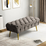 Bedroom Bench,The gold metal legs and tufted design make,polyester fabric,foam filled