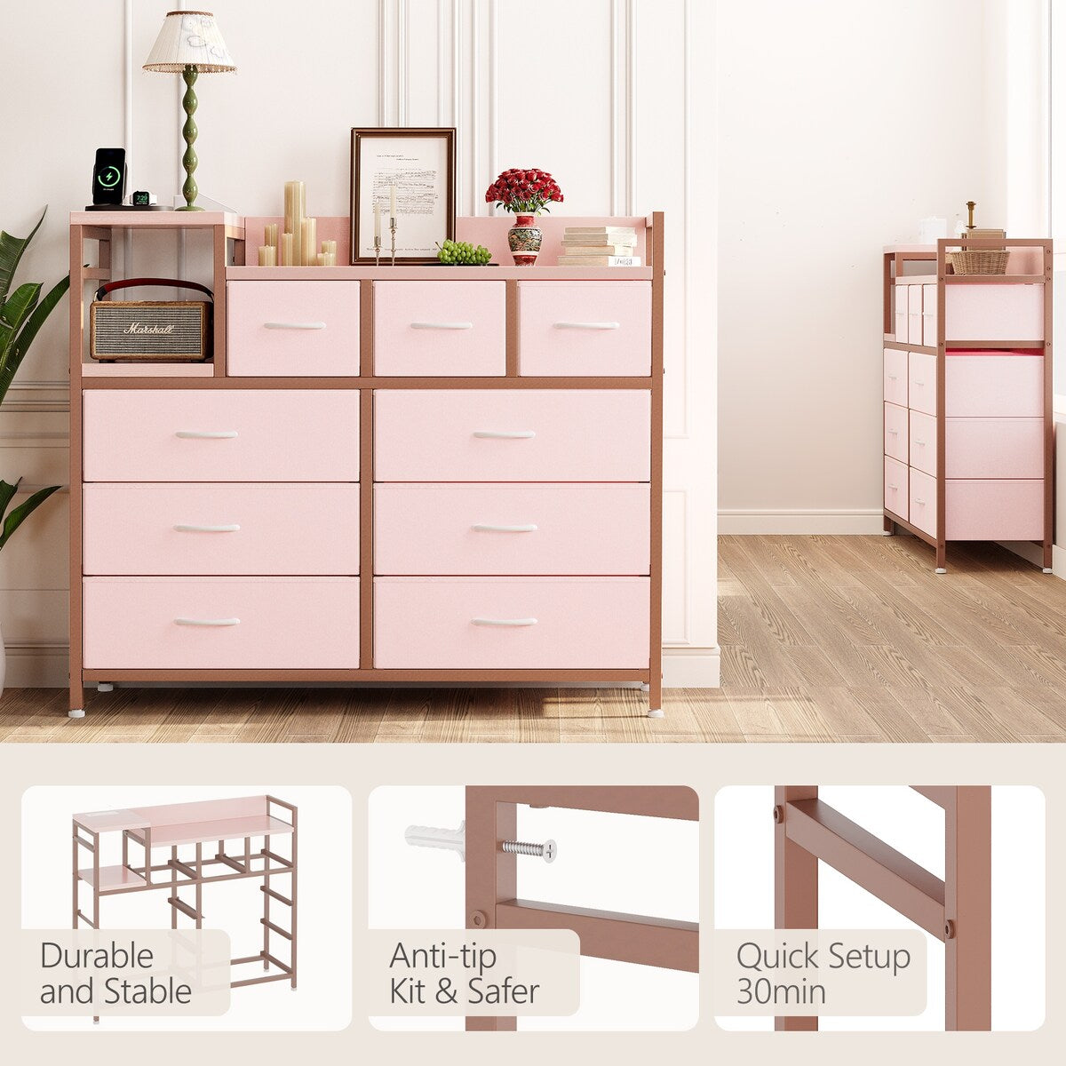Bedroom Dresser with 9 Drawers