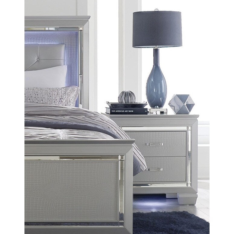 Nightstand of Embossed Front Modern Bed Side Table