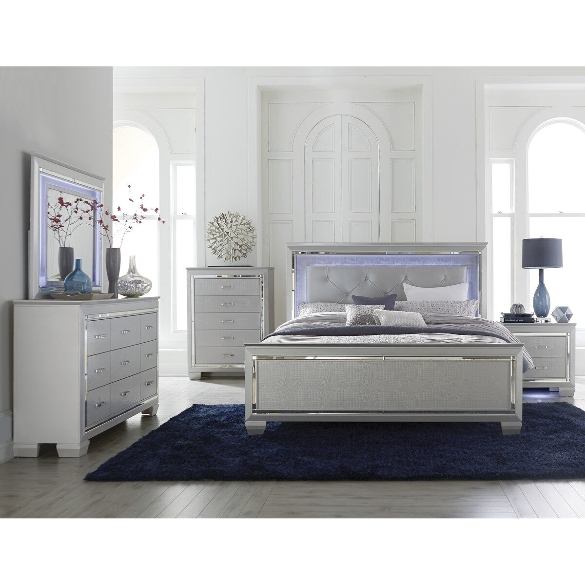 Nightstand of Embossed Front Modern Bed Side Table