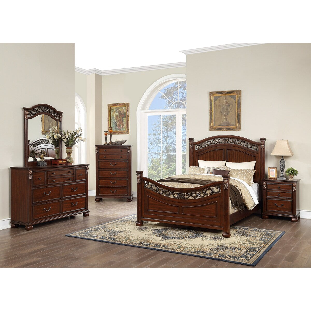 Traditional Look Unique Wooden Nightstand Drawers Bed Side Table