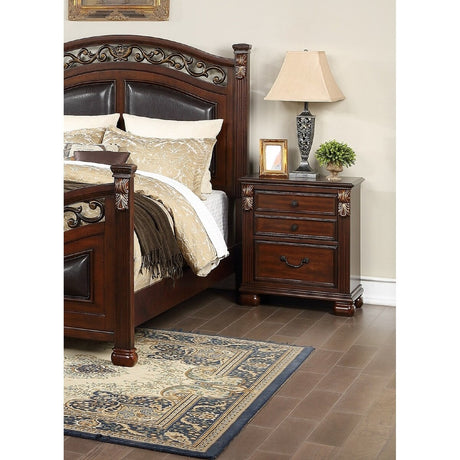 Traditional Look Unique Wooden Nightstand Drawers Bed Side Table