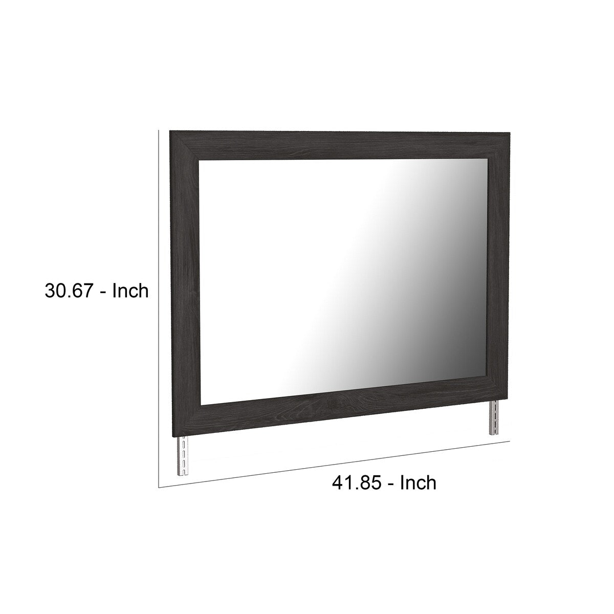Bedroom Mirror with Replicated Grain Details, Black