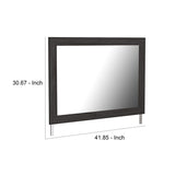 Bedroom Mirror with Replicated Grain Details, Black