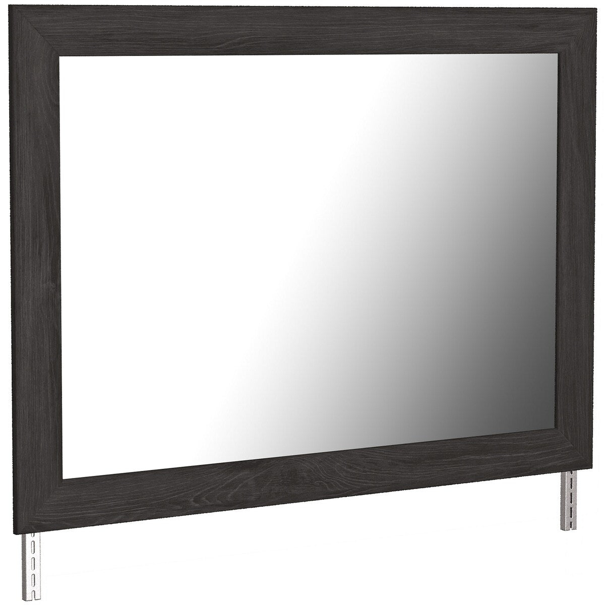 Bedroom Mirror with Replicated Grain Details, Black