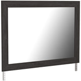 Bedroom Mirror with Replicated Grain Details, Black
