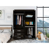 Bedroom Rectangle 4-Doors Armoire with Drawers and Shelves & Wheels