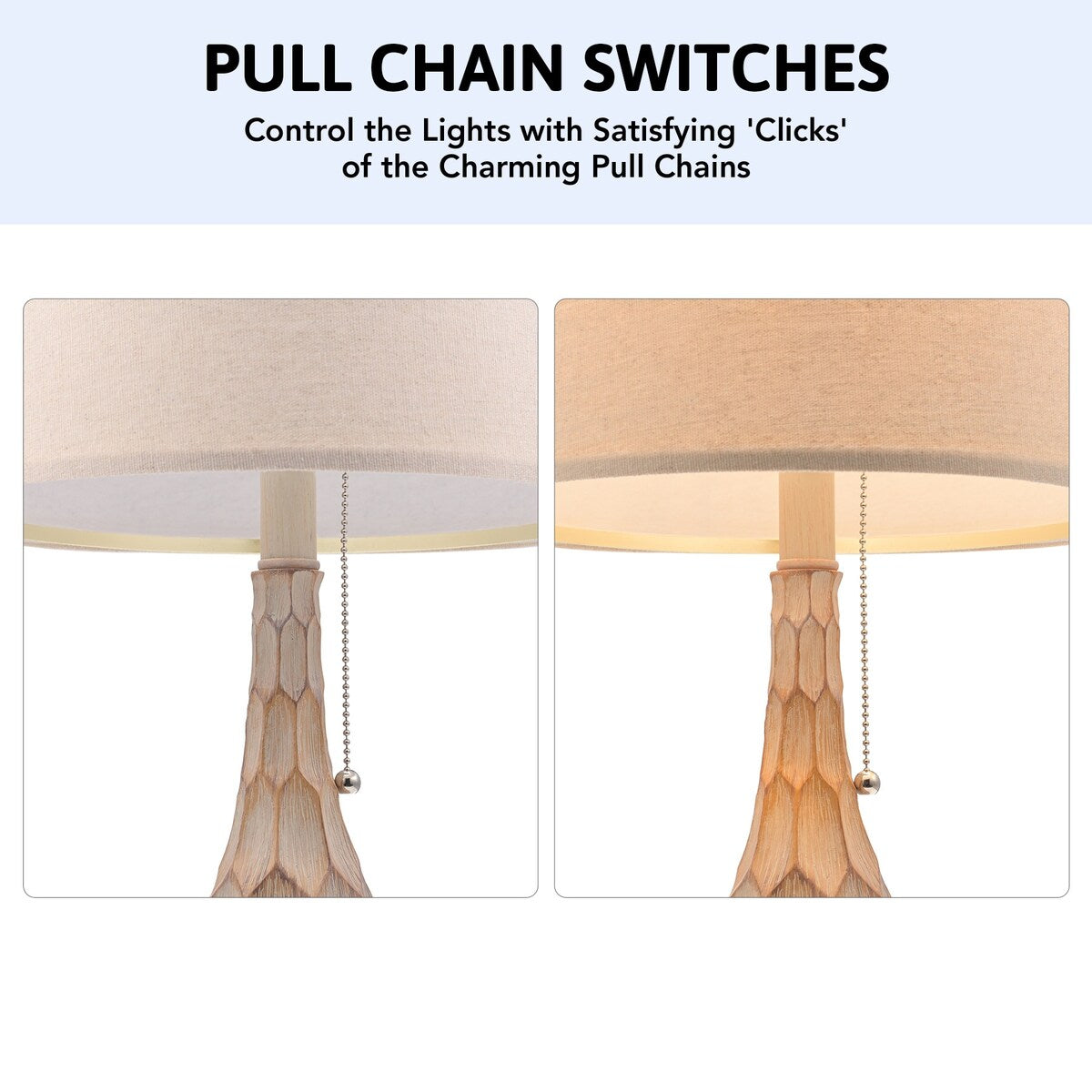 Bedroom Table Lamp Set With USB Port Beige Shade