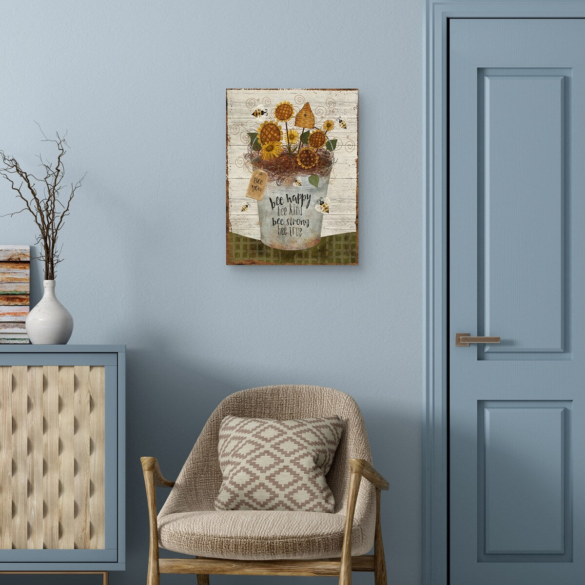 Bee Happy Bucket Canvas Art Print