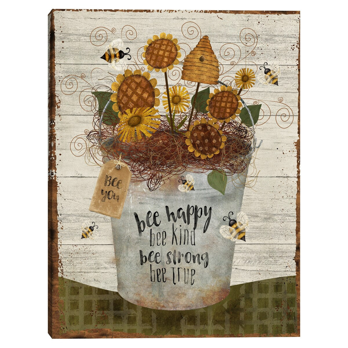 Bee Happy Bucket Canvas Art Print