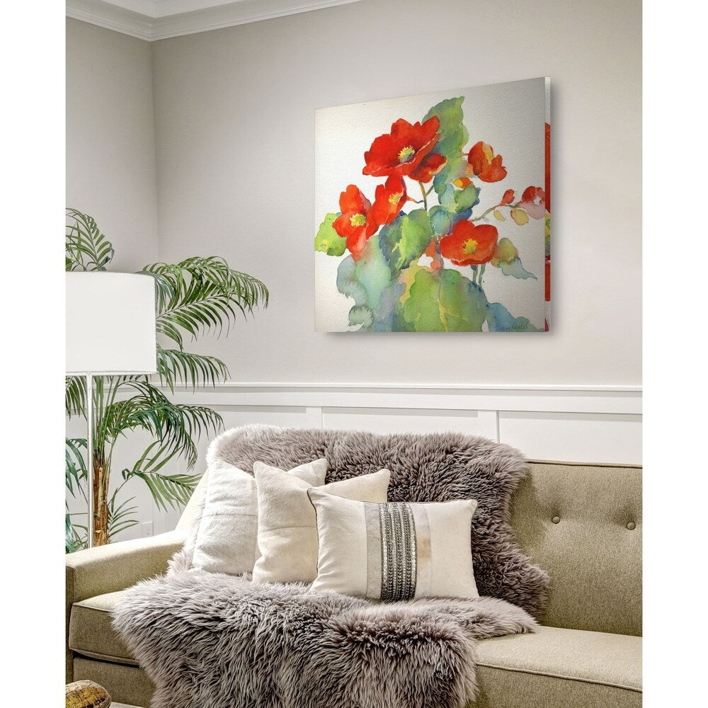 Begonia II -Gallery Wrapped Canvas - yellow, blue, green, red, black, white