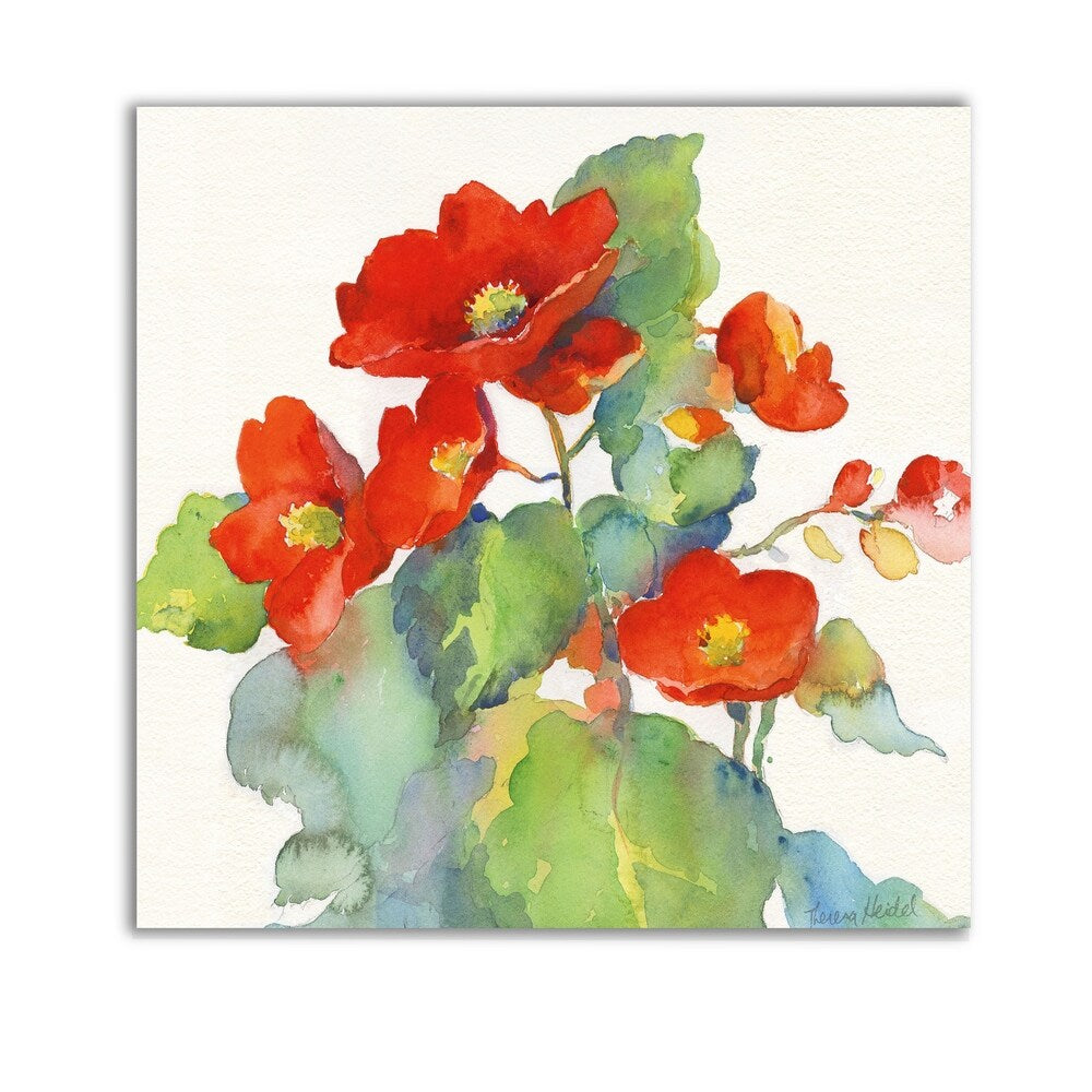 Begonia II -Gallery Wrapped Canvas - yellow, blue, green, red, black, white
