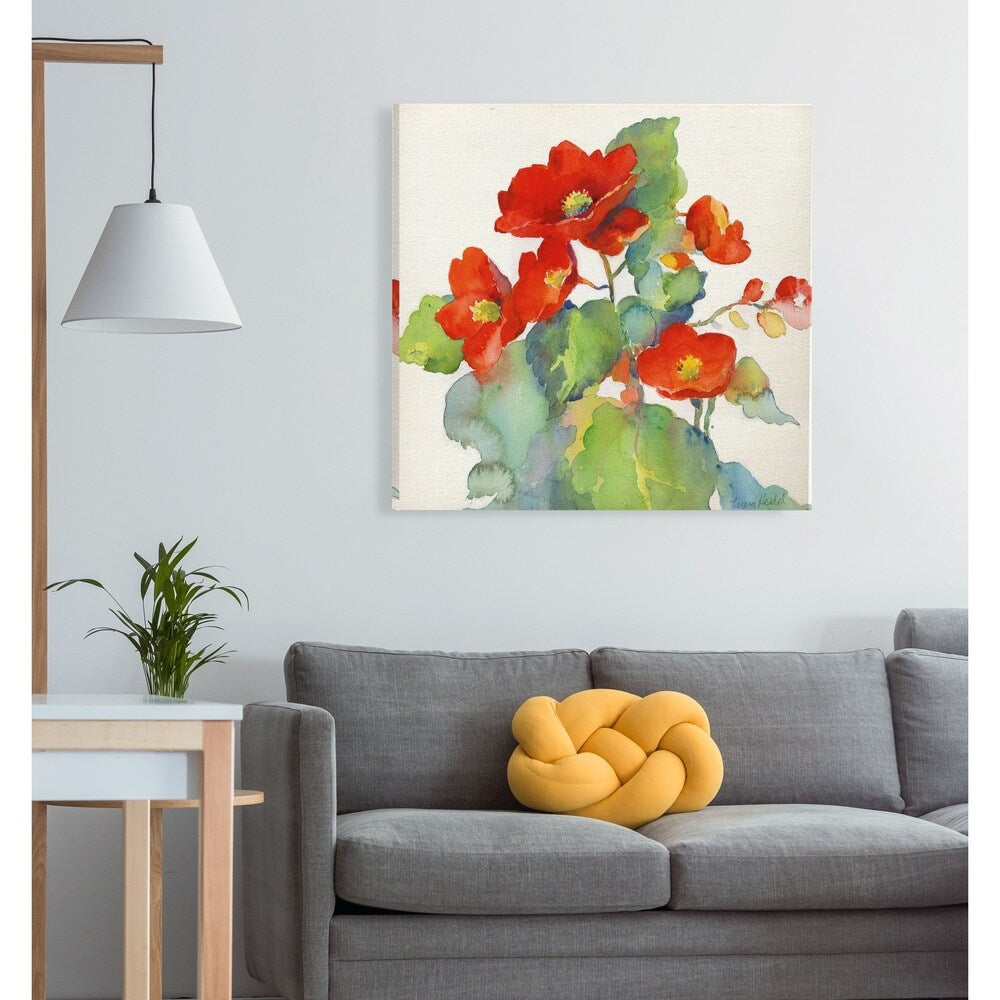 Begonia II -Gallery Wrapped Canvas - yellow, blue, green, red, black, white