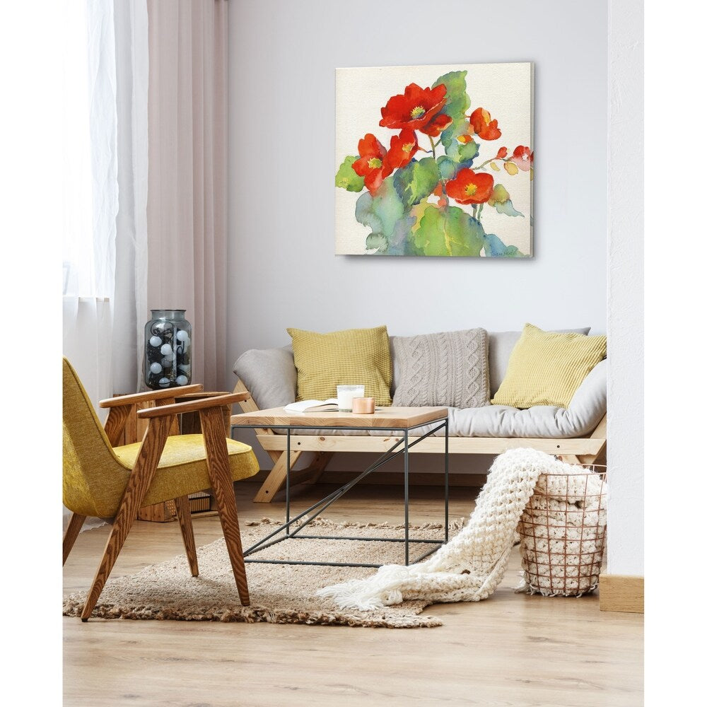 Begonia II -Gallery Wrapped Canvas - yellow, blue, green, red, black, white