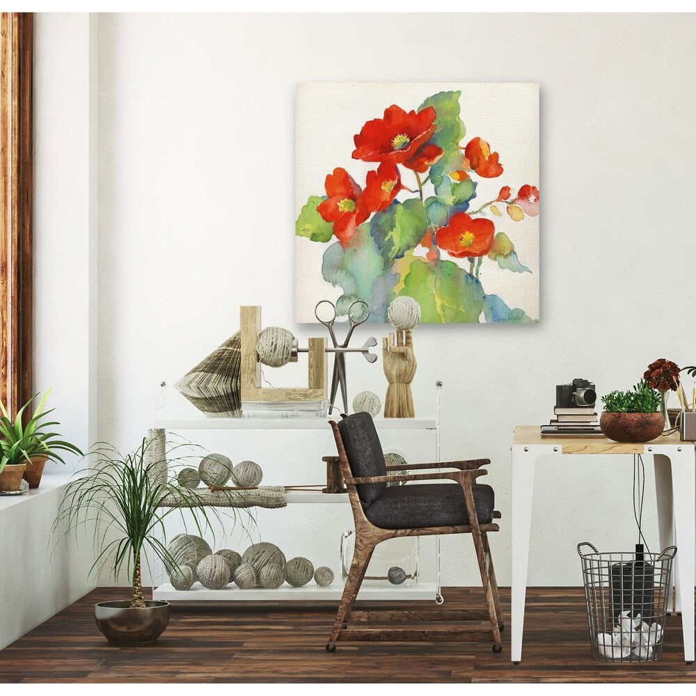 Begonia II -Gallery Wrapped Canvas - yellow, blue, green, red, black, white
