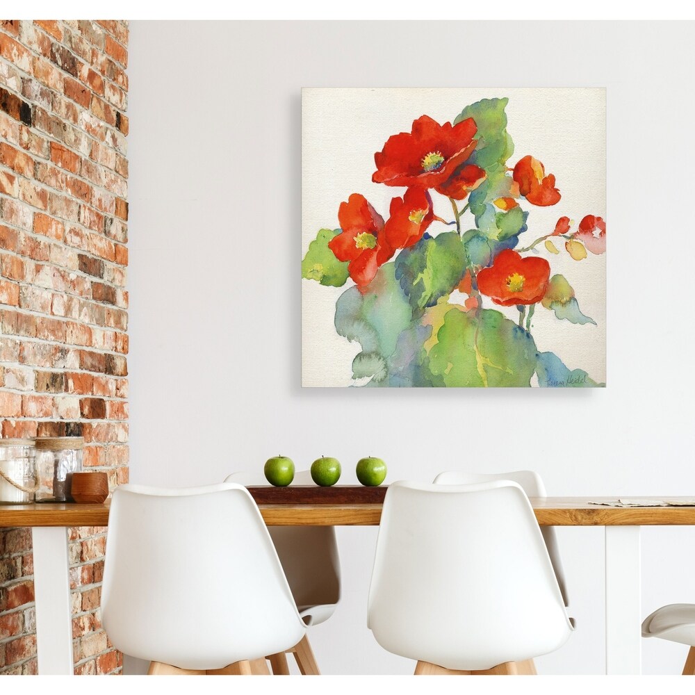 Begonia II -Gallery Wrapped Canvas - yellow, blue, green, red, black, white