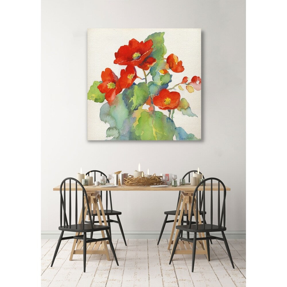 Begonia II -Gallery Wrapped Canvas - yellow, blue, green, red, black, white