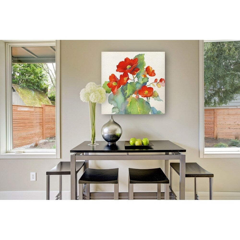 Begonia II -Gallery Wrapped Canvas - yellow, blue, green, red, black, white