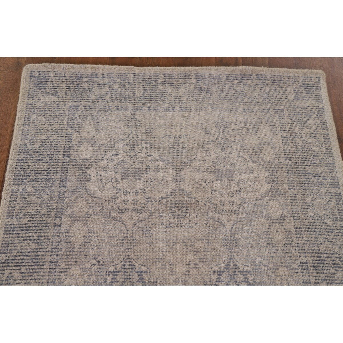 Beige/ Blue Oushak Oriental Area Rug Hand-knotted Wool Carpet - 3'0" x 4'10"