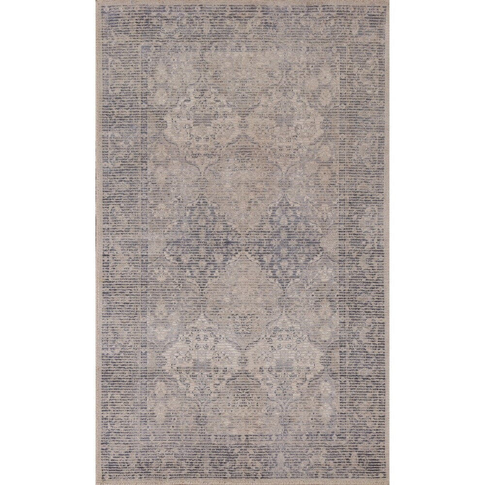 Beige/ Blue Oushak Oriental Area Rug Hand-knotted Wool Carpet - 3'0" x 4'10"