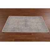 Beige/ Blue Oushak Oriental Area Rug Hand-knotted Wool Carpet - 3'0" x 4'10"