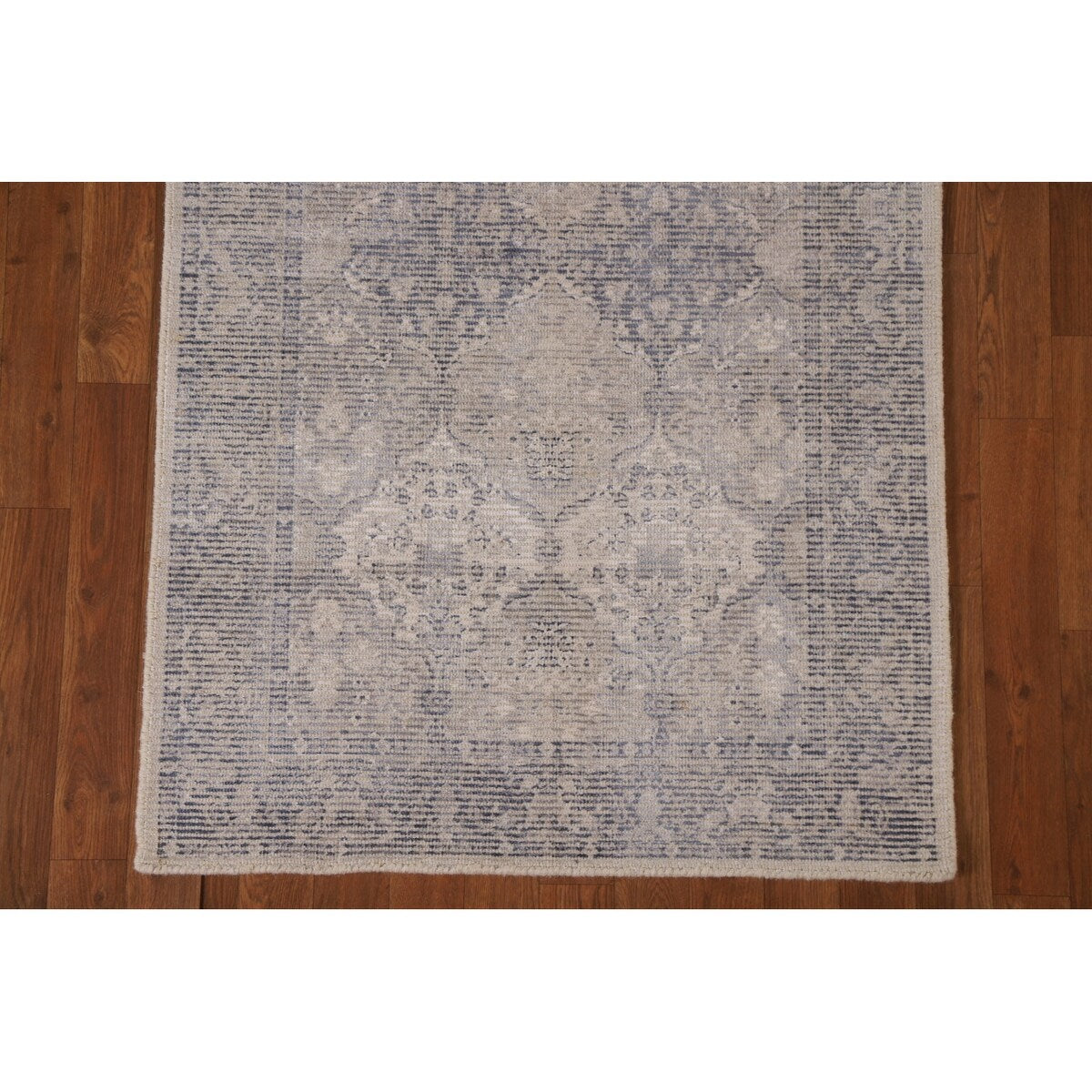Beige/ Blue Oushak Oriental Area Rug Hand-knotted Wool Carpet - 3'0" x 4'10"