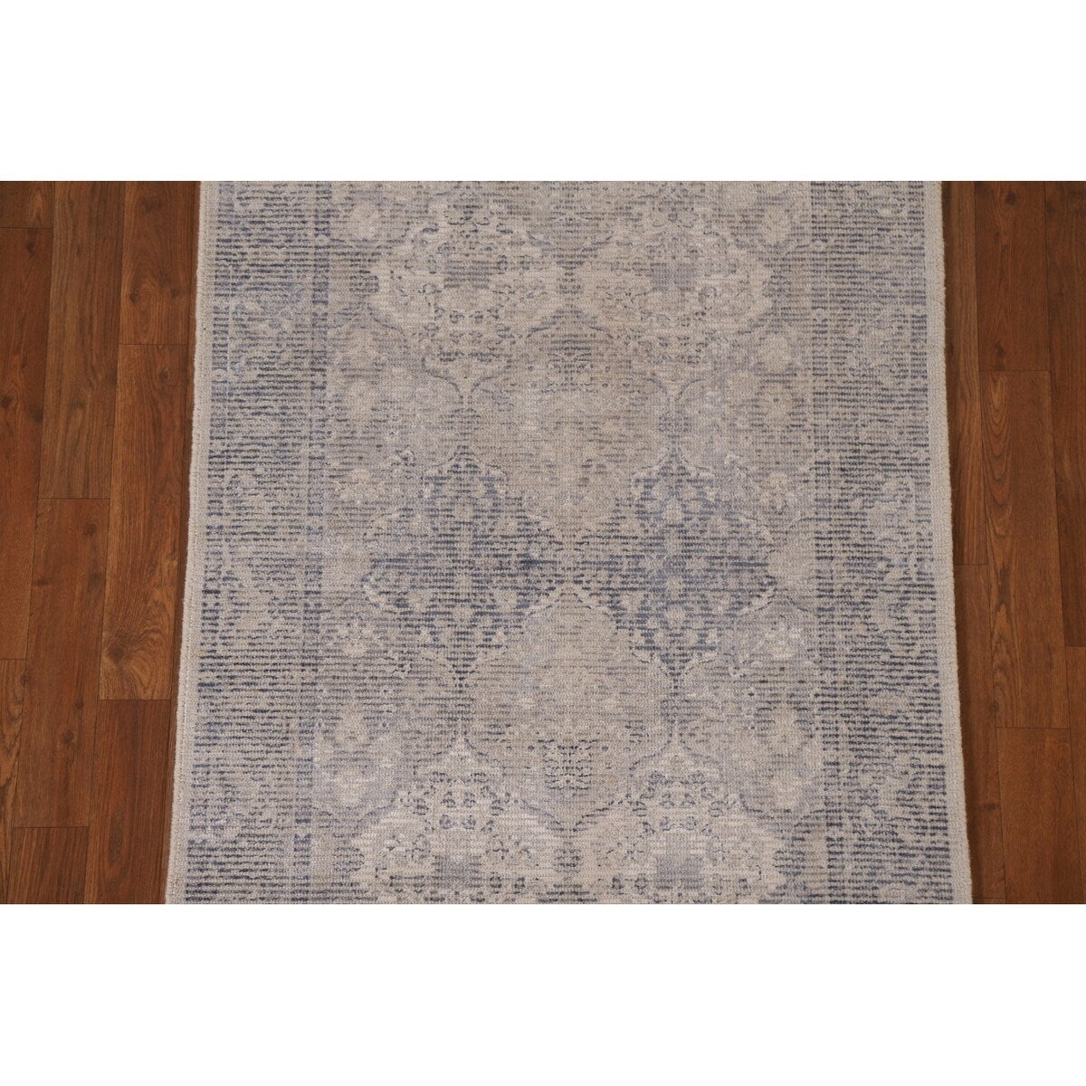 Beige/ Blue Oushak Oriental Area Rug Hand-knotted Wool Carpet - 3'0" x 4'10"
