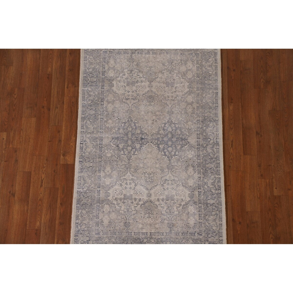 Beige/ Blue Oushak Oriental Area Rug Hand-knotted Wool Carpet - 3'0" x 4'10"