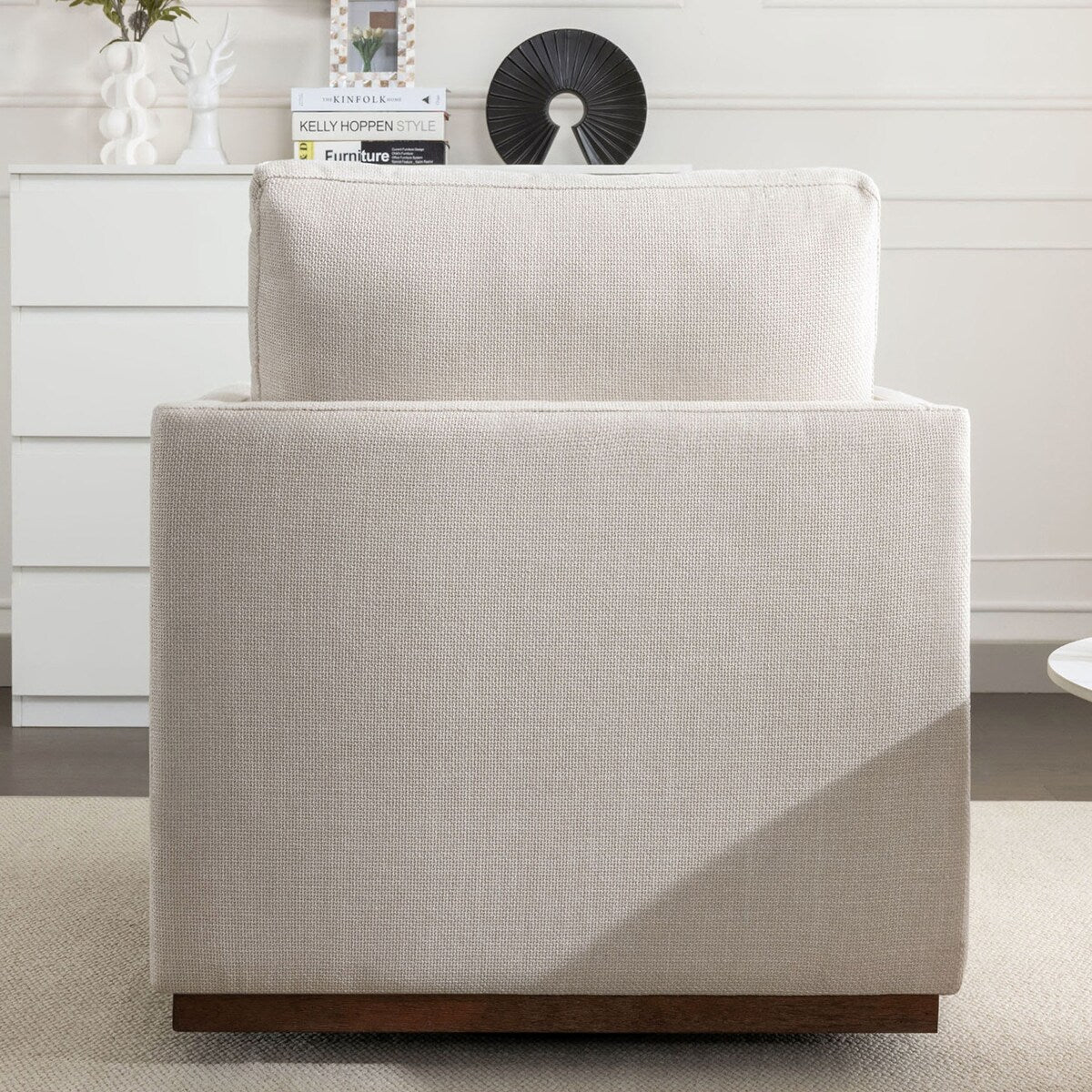 Beige 360° Swivel Single Sofa Armchair Accent Chair,Soft Upholstered