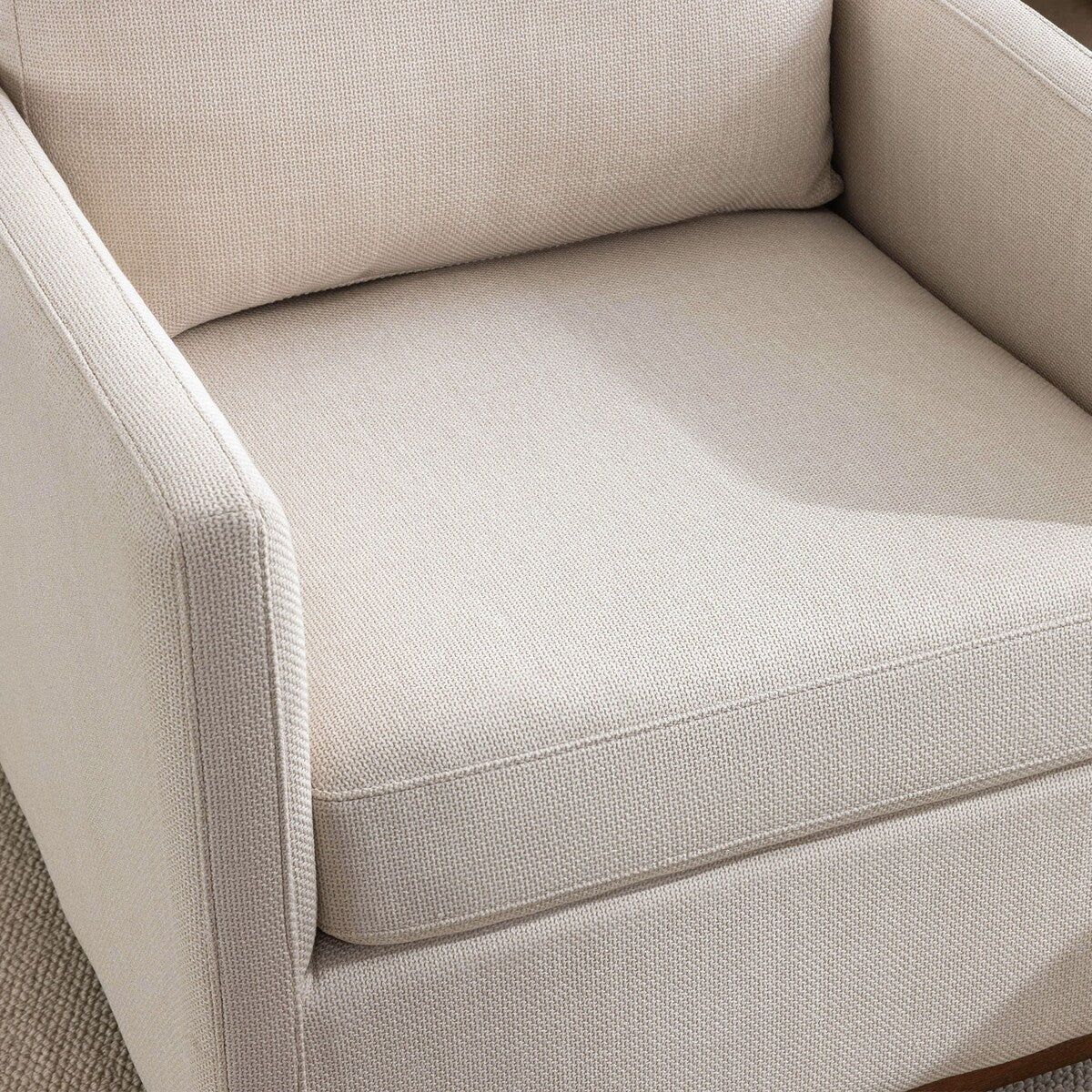 Beige 360° Swivel Single Sofa Armchair Accent Chair,Soft Upholstered