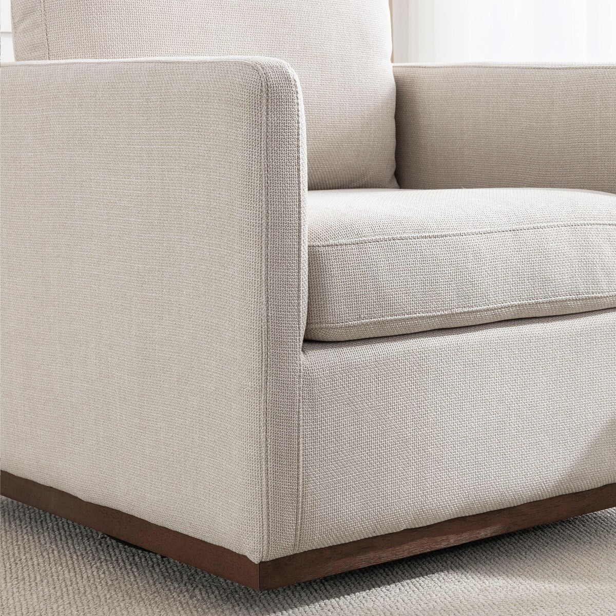 Beige 360° Swivel Single Sofa Armchair Accent Chair,Soft Upholstered