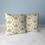 Beige And Olive Ornate Opulence Indoor/Outdoor Throw Pillow Zipper