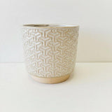Beige And White Geometric Pattern Planter
