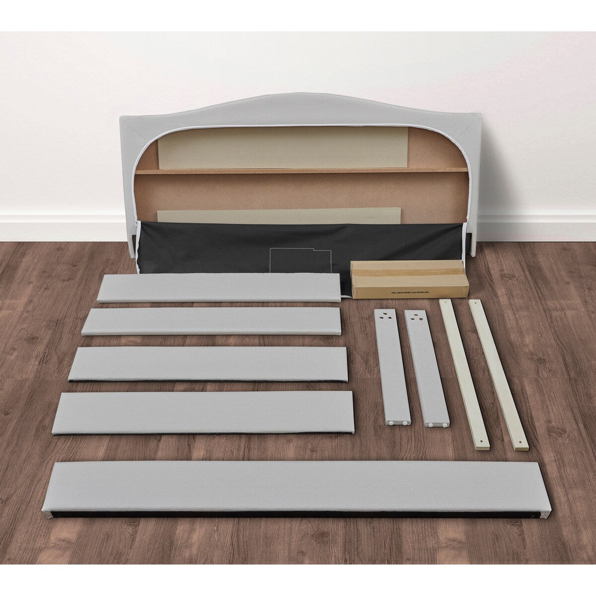 Beige Arched Nail Trim Queen Platform Bed