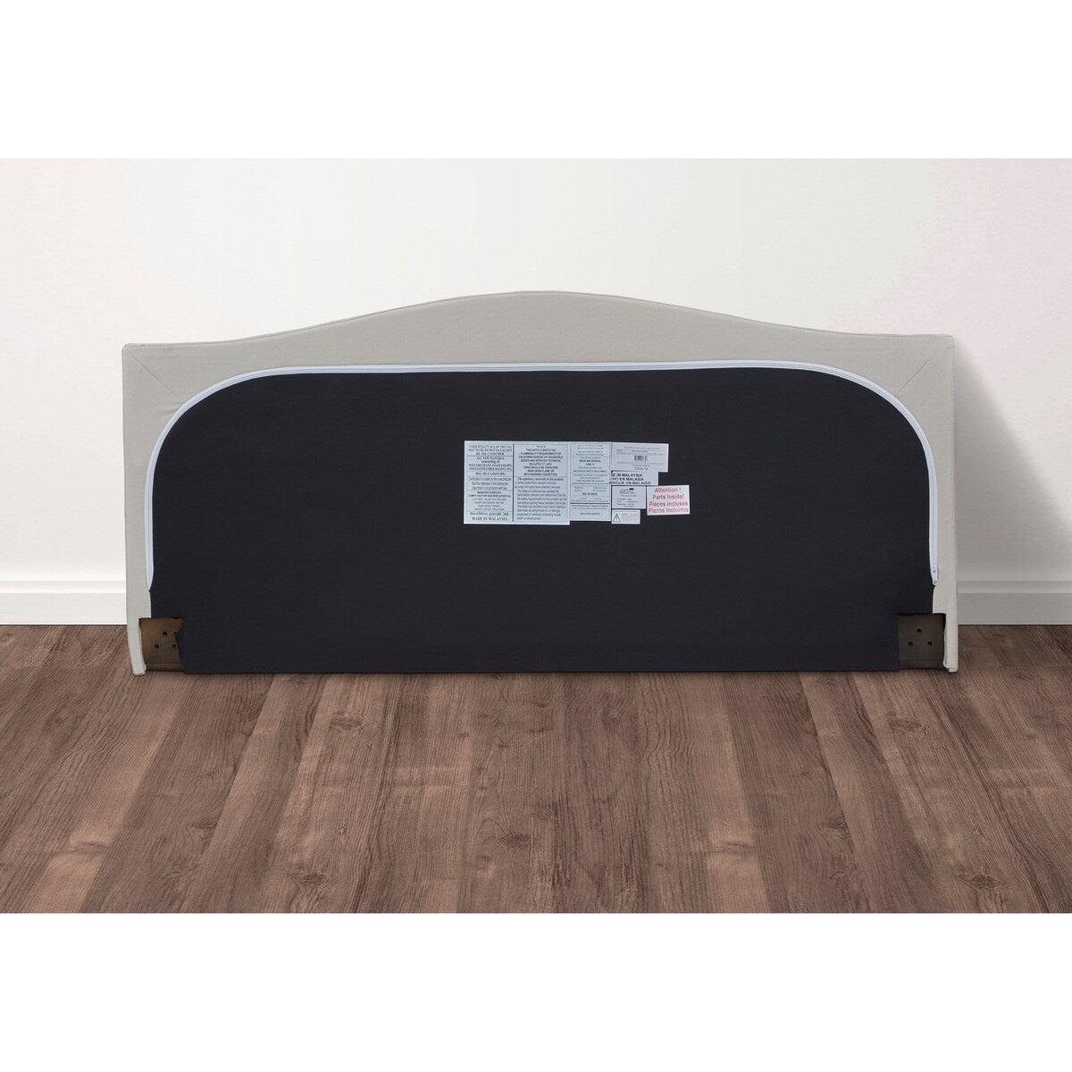 Beige Arched Nail Trim Queen Platform Bed