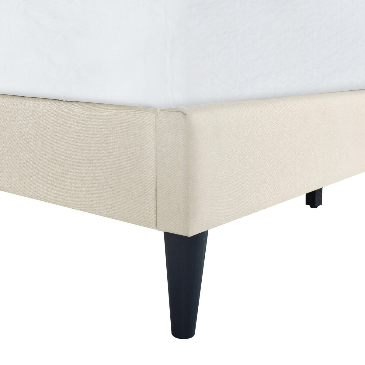 Beige Arched Nail Trim Queen Platform Bed