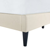 Beige Arched Nail Trim Queen Platform Bed