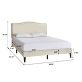 Beige Arched Nail Trim Queen Platform Bed