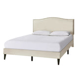Beige Arched Nail Trim Queen Platform Bed