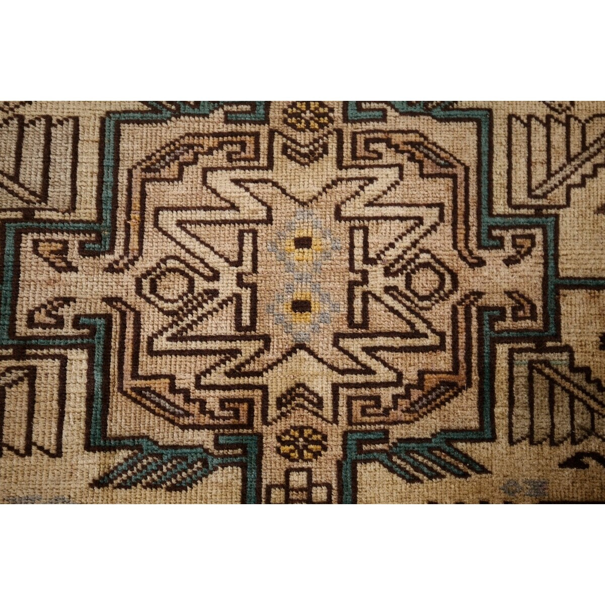 Beige Ardebil Vintage Persian Runner Rug Handmade Tribal Wool Carpet - 2'10" x 9'5"