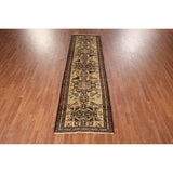 Beige Ardebil Vintage Persian Runner Rug Handmade Tribal Wool Carpet - 2'10" x 9'5"